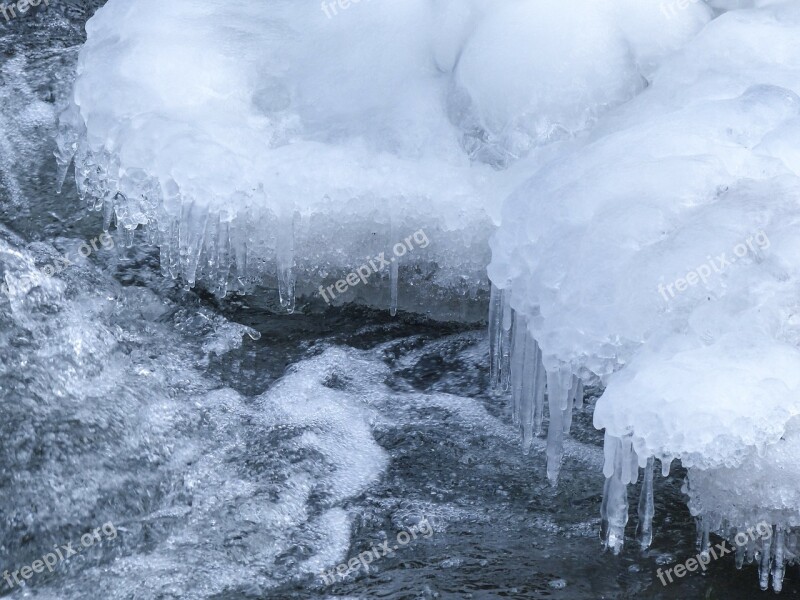 Water Fall Frozen Ice Covered Ice Cold Nature