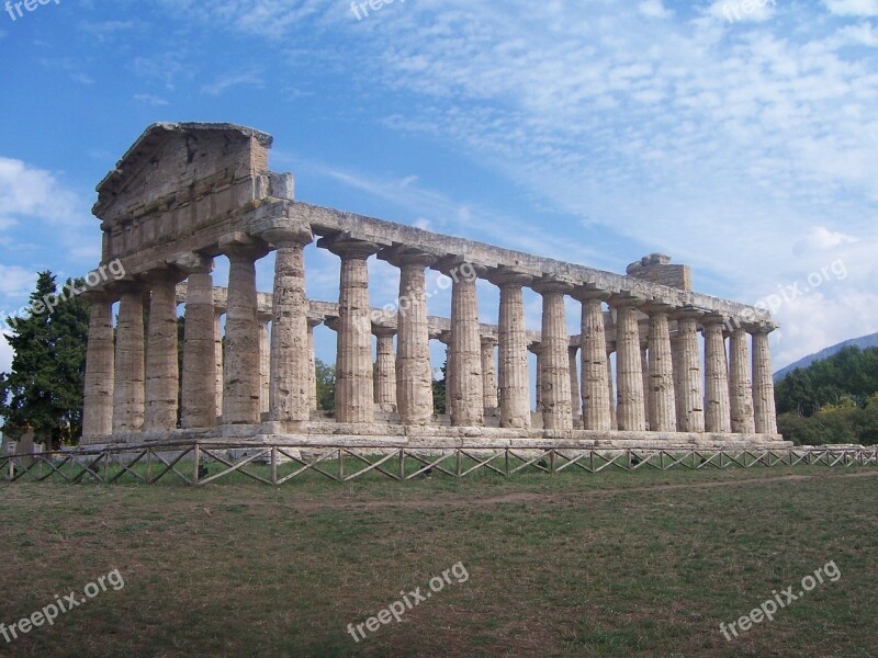 Italy Pompeii Columnar Old Paestum