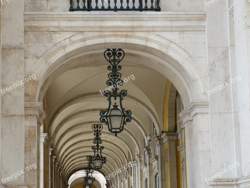 Lisbon Historic Center Portugal Architecture Arcade