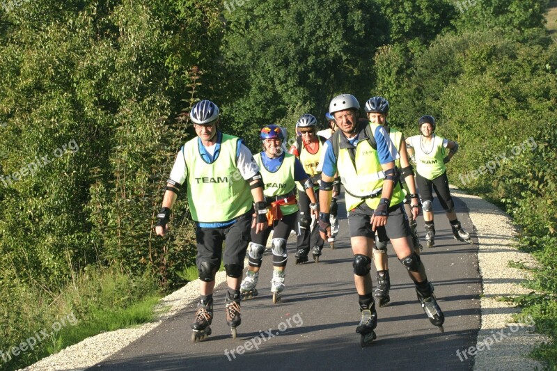 Inline Skating Skater Skating Cycle Path Leisure