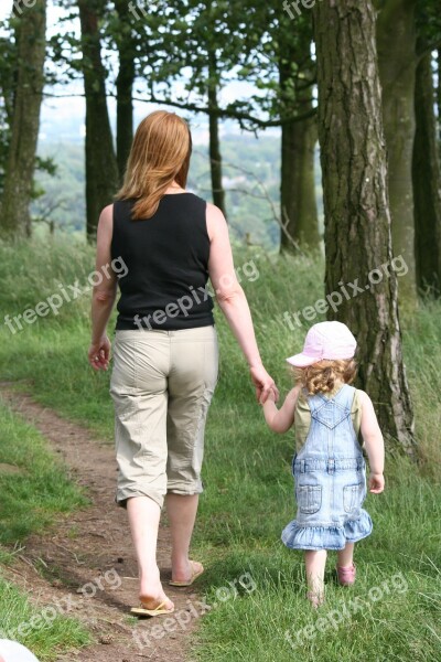 Mother Child Mom Walking Hand In Hand