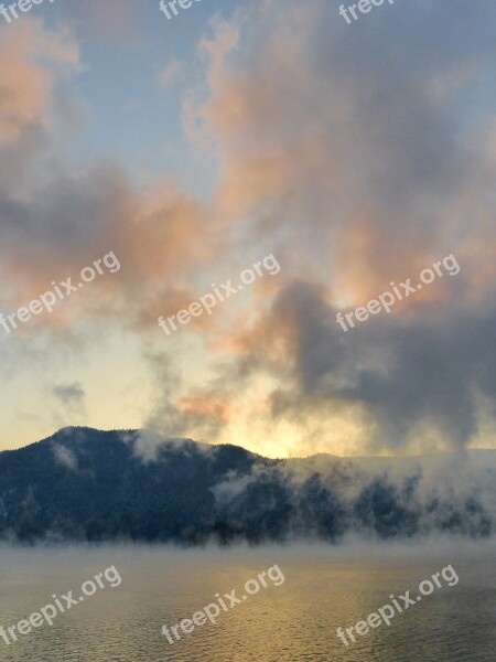 Steaming Canim Lake British Columbia Canada Cold