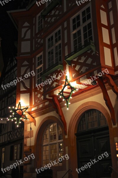 Fachwerkhaus Evening Christmas Star Lighting