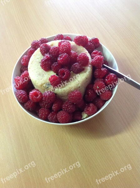 Couscous With Raspberries Semolina Porridge Raspberries Free Photos