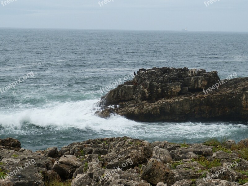 Cascais Portugal Rock Sea Coast