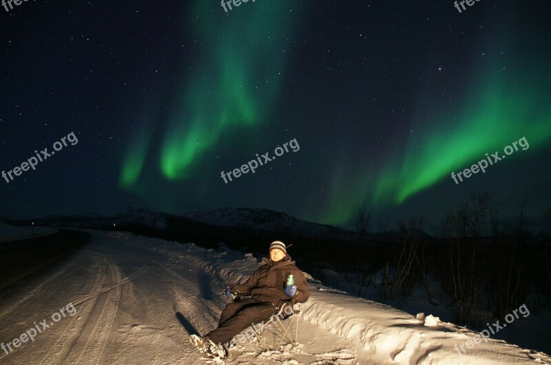 Northern Lights Aurora Borealis Green Violet Under The Northern Lights