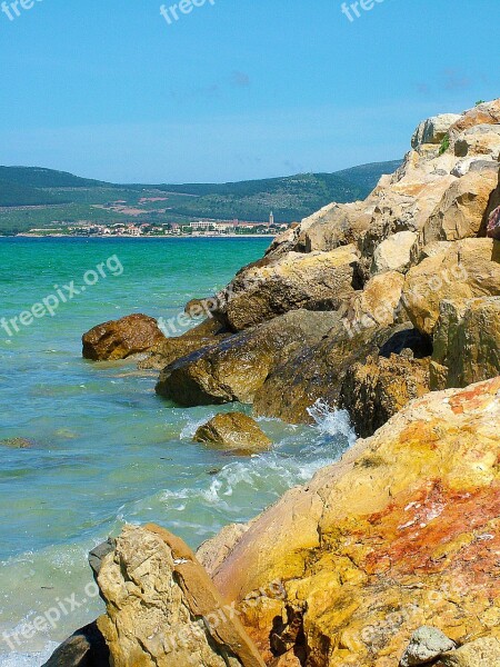 Stony Beach Water Sea Seaside