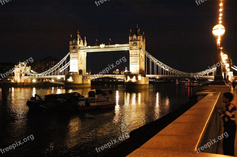 London The Waterfront Tower Bridge Night Long Exposure