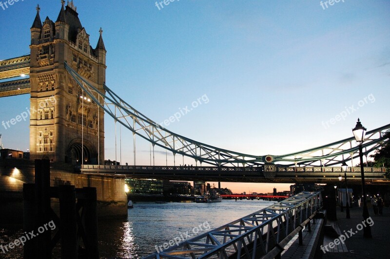 London The Waterfront Tower Bridge View Evening