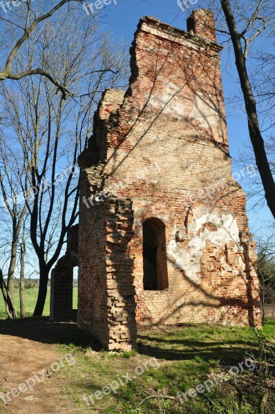 The Ruins Of The Destroyed House Old Poland