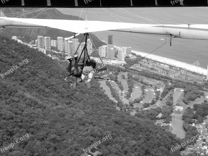 Hang Gliding Black And White Landscape Adventure Beach