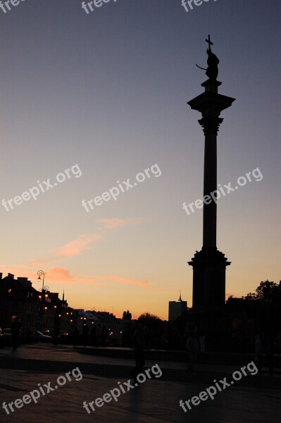 Warsaw Monument Poland Evening Free Photos