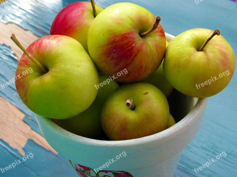 Apples Pot Green Red Free Photos