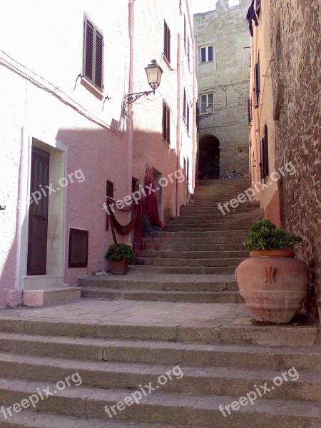 Historic Center Stairs Vacations Sardinia Pink Mood