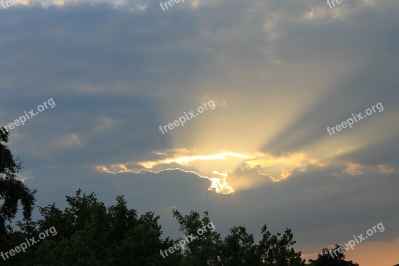 Sunrays Sunbeams Clouds Sun Sky