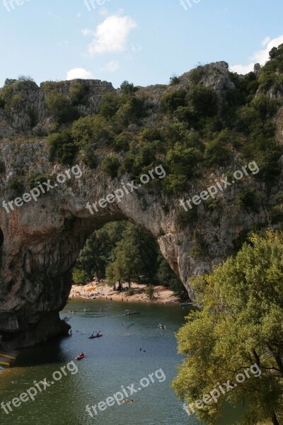 Pont D'arc Stone Bridge Ardèche France River