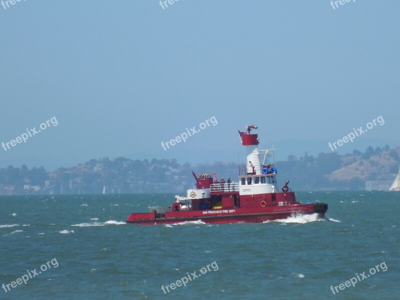 Boat Fire Boat San Francisco Water Bay