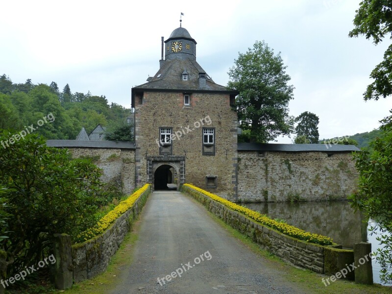 Crottorf Castle Moated Castle Old Bridge Architecture