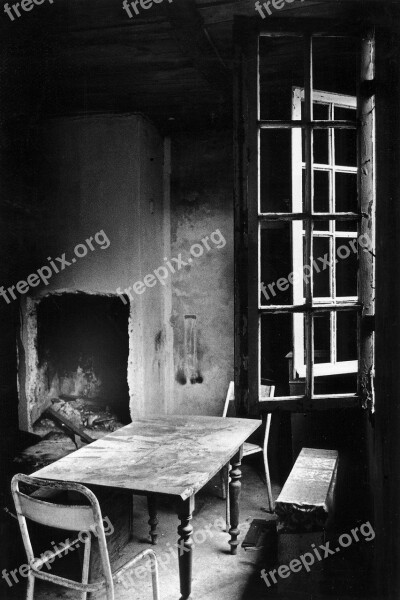 Table Chair Dining Room Old Historically