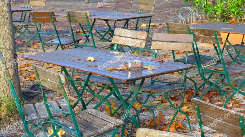 Autumn Beer Garden Abandoned Leaves Fall Foliage