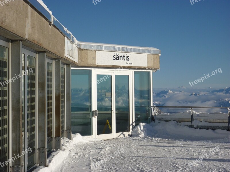 Säntis Snow Mountains Panorama Switzerland Säntis