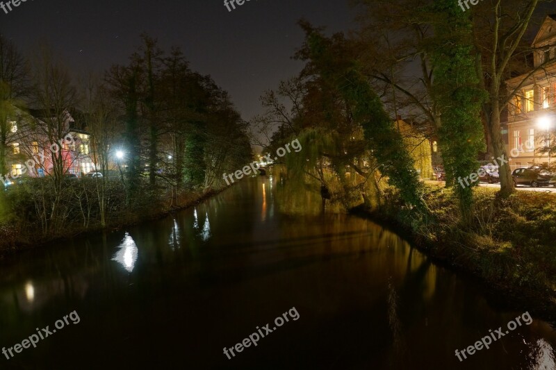 Night Photograph In Stade On The Castle Moat Free Photos