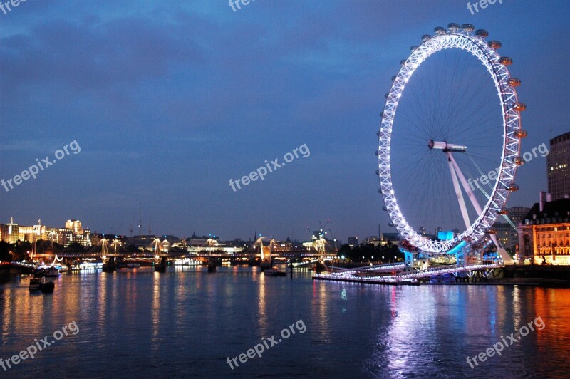 The London Eye Evening Night Free Photos