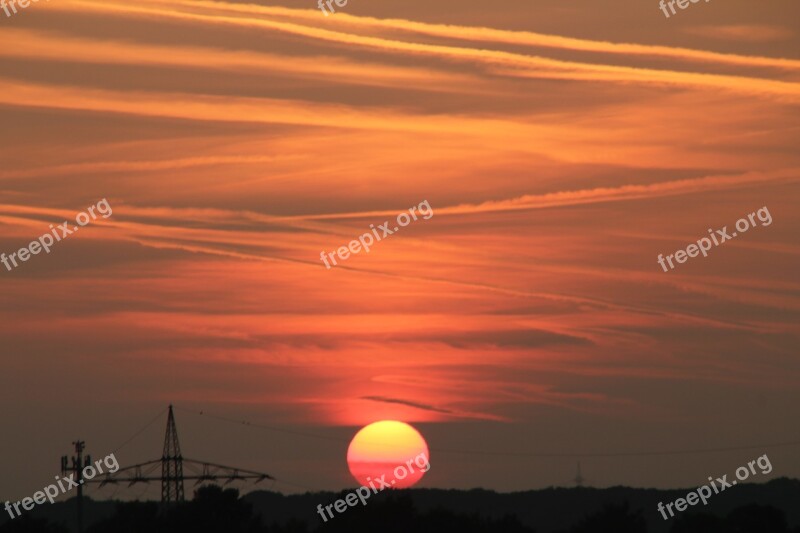 Sunset Current Clouds Sky Power Line