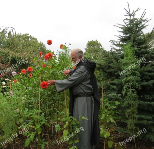 Dahlias Flowers Benedictine Monk Priest