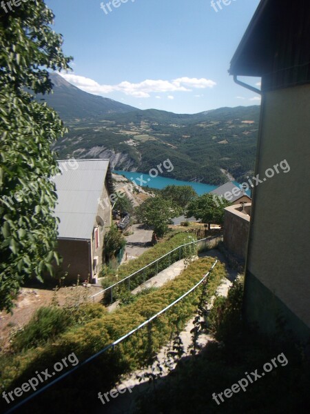 Sauze Du Lac Hautes Alpes Village Lake Mountains