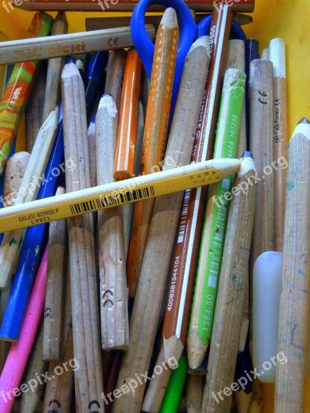 Colored Pencils Colour Pencils Mess Child Kindergarten