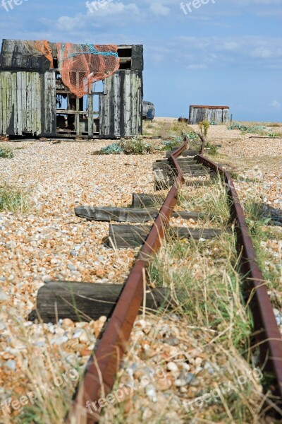 Rail Tracks Old Disused Beach Rusty