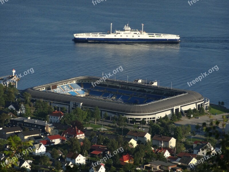 Landscape View Top Soccer Field Cruise Sea