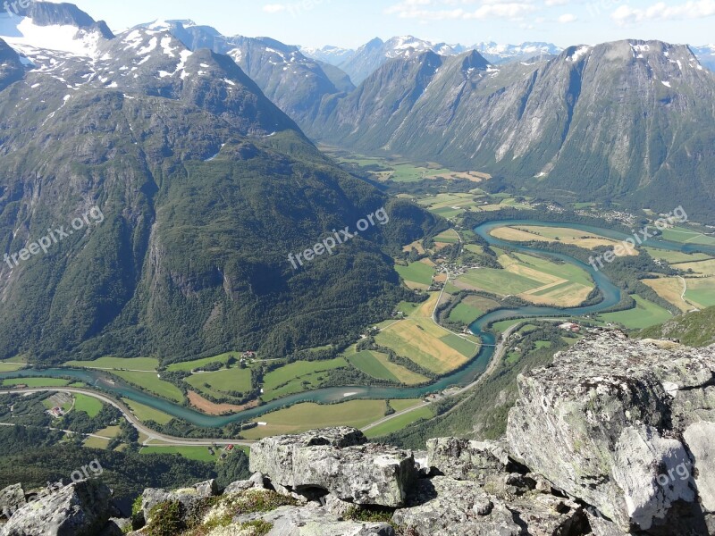 Mountain Nature Valley River Norway