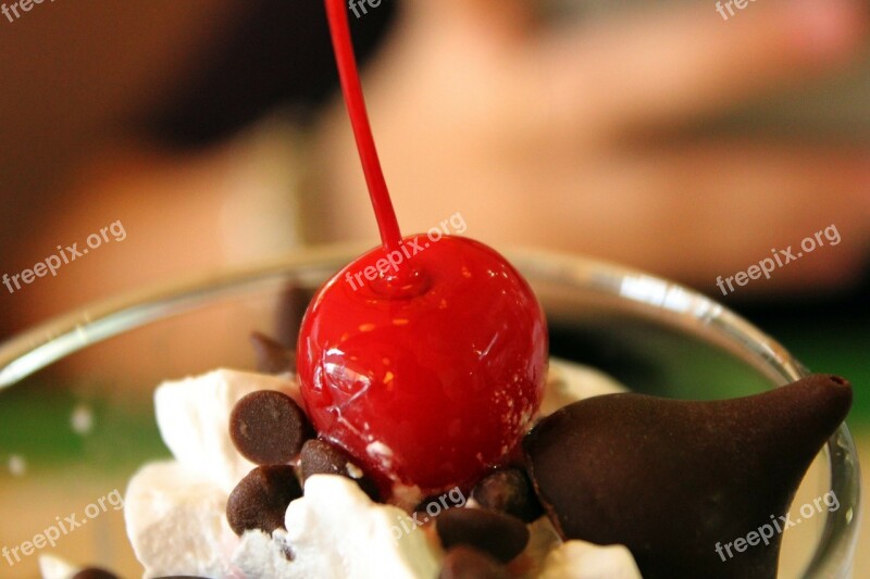 Cherry Chocolate Sweet Dessert Fruit