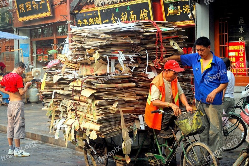 Recycle Recycling Man People Cardboard