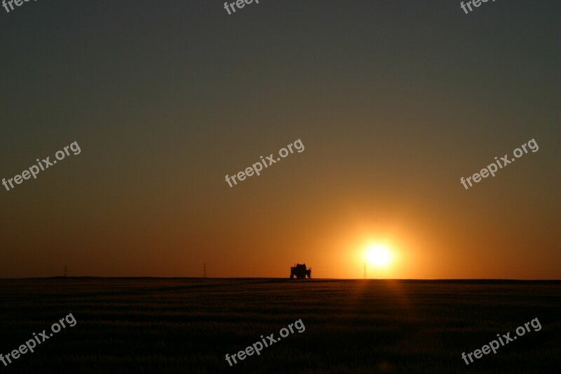 Sunset Sun France Beauce Tractor