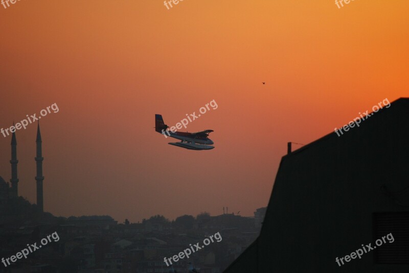 Istanbul Turkey Sunset Seevogel Seaplane