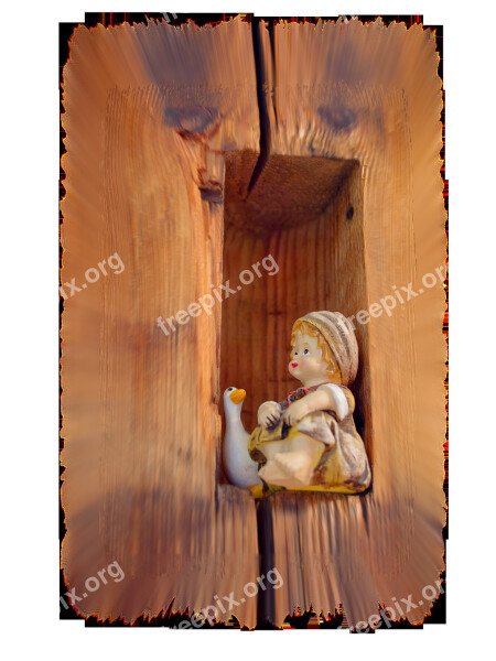 Boy Goose Porcelain Figurine Wood Png Isolated