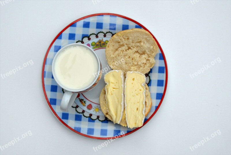 French Cheese Bread Milk Breakfast Food