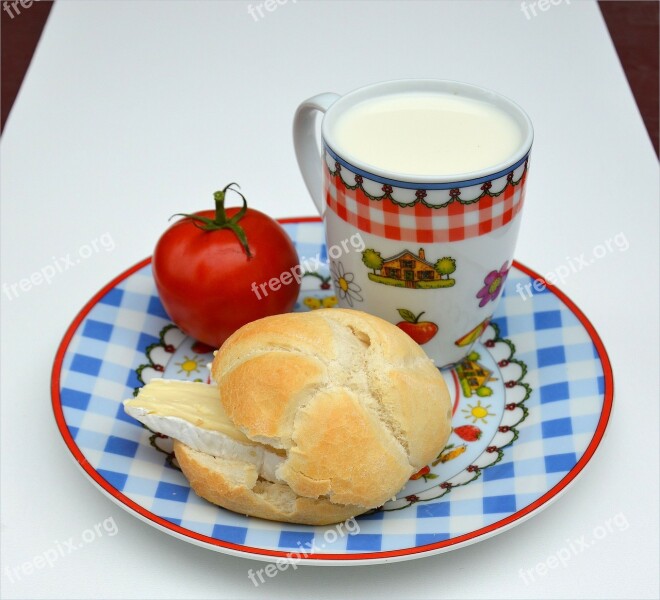 French Cheese Bread Milk Breakfast Food