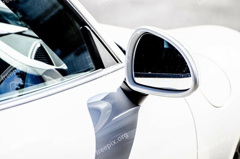 Rear View Mirror Car White Close-up Image