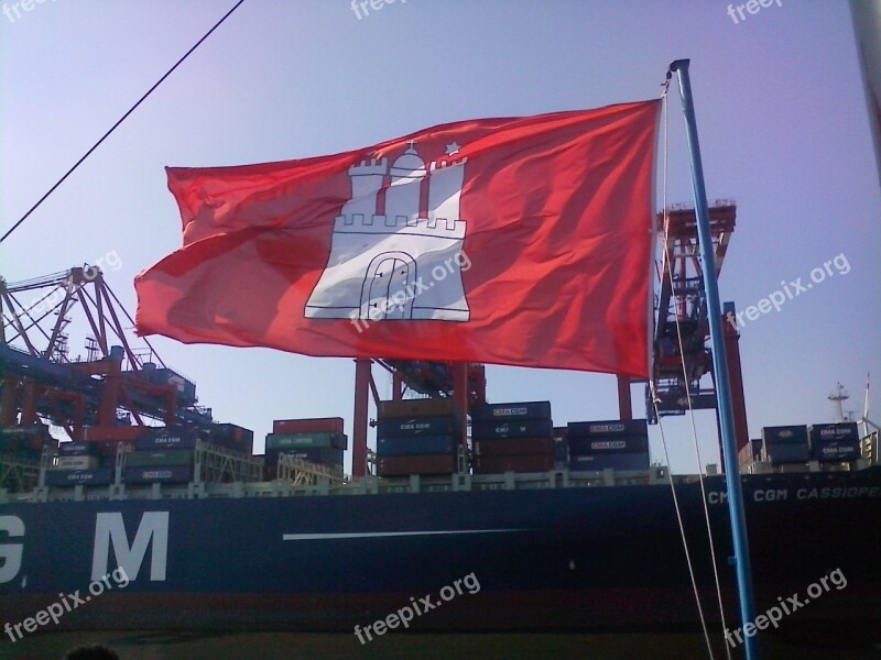 Hamburg Flag Boat Trip Windy Flutter