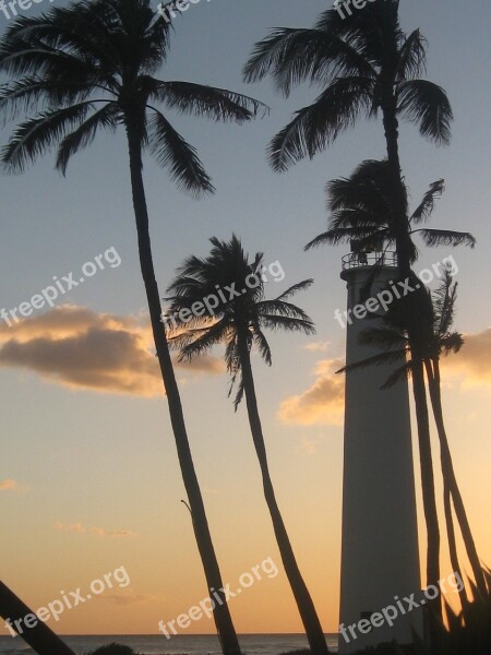 Sunset Palms Lighthouse Hawaii Maritime