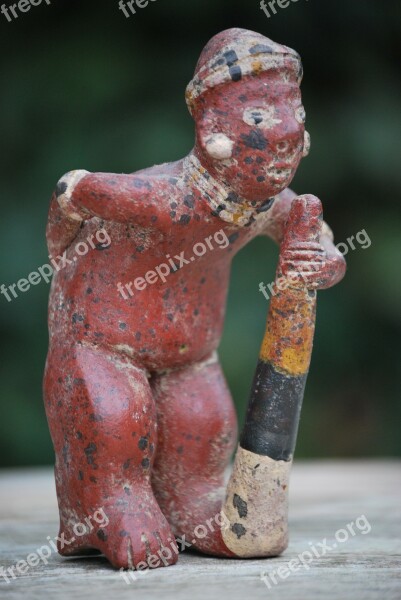 Mexico Figurine Old Man Walking Stick Handmade