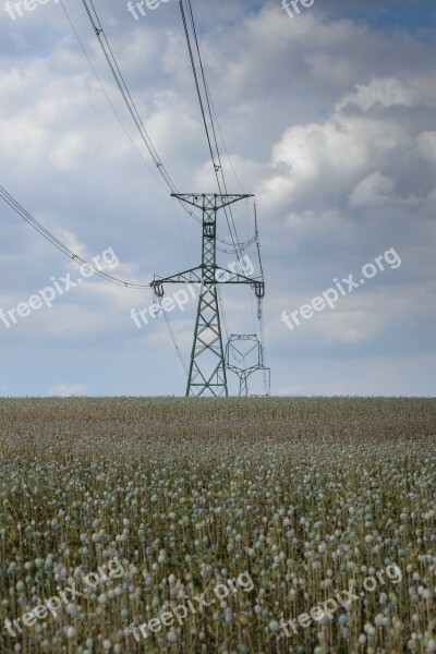 Sun Transmission Tower Wires Lines Tall