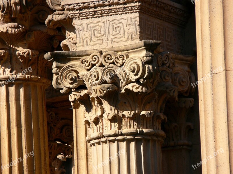 Palace Fine Arts San Francisco California Pillars Carved