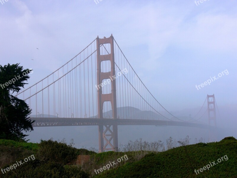 Golden Gate Bridge Bridge San Francisco Mist Misty