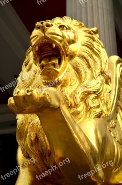 Animals Golden Lion Lion Gold Statue