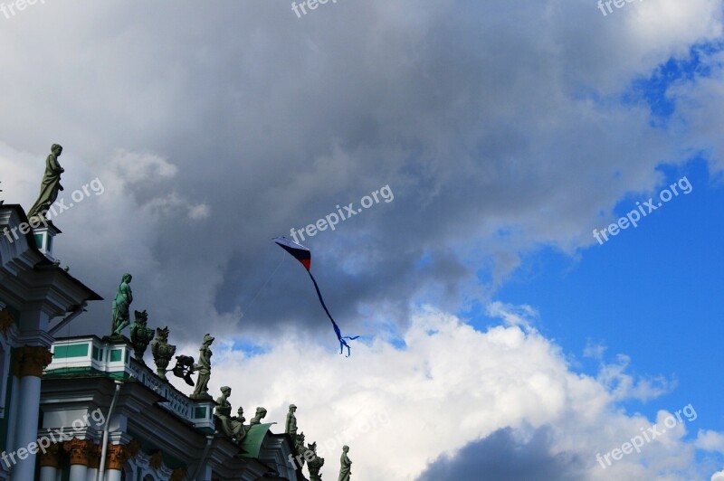 Winter Palace Sky Clouds Kite Flying